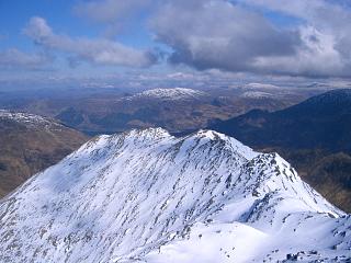 Looking down the N ridge from The Saddle trig post.