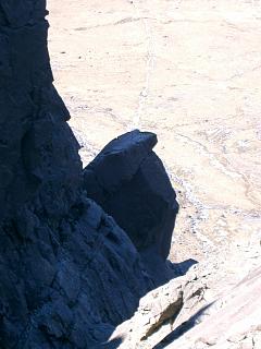 From the Cioch cross over to this gully.