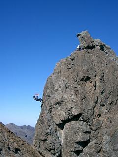 Abseiling off the short end of the In Pin.