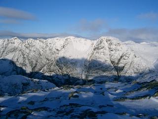 Stob Coire Leith, Aonach Eagach, Meall Dearg 
and Am Bodach from pt 823 on Beinn Fhada.