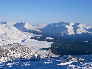 Buachaille Etive Mor and Creise from Beinn Sgulaird.