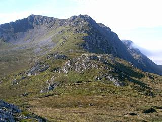 A closer view of the ascent ridge: a very minor scramble.